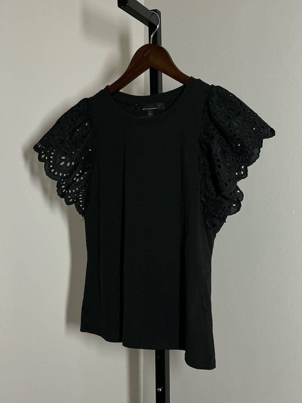 White House Black Market | Eyelet Flutter Sleeve Top - Picture 2 of 7